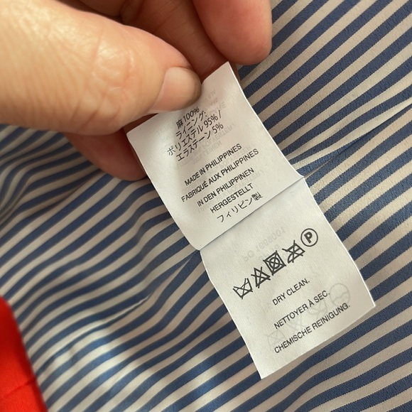 J. CREW Red Schoolboy Stand Up Collar Linen Blazer Jacket Size 10T - Picture 5 of 7